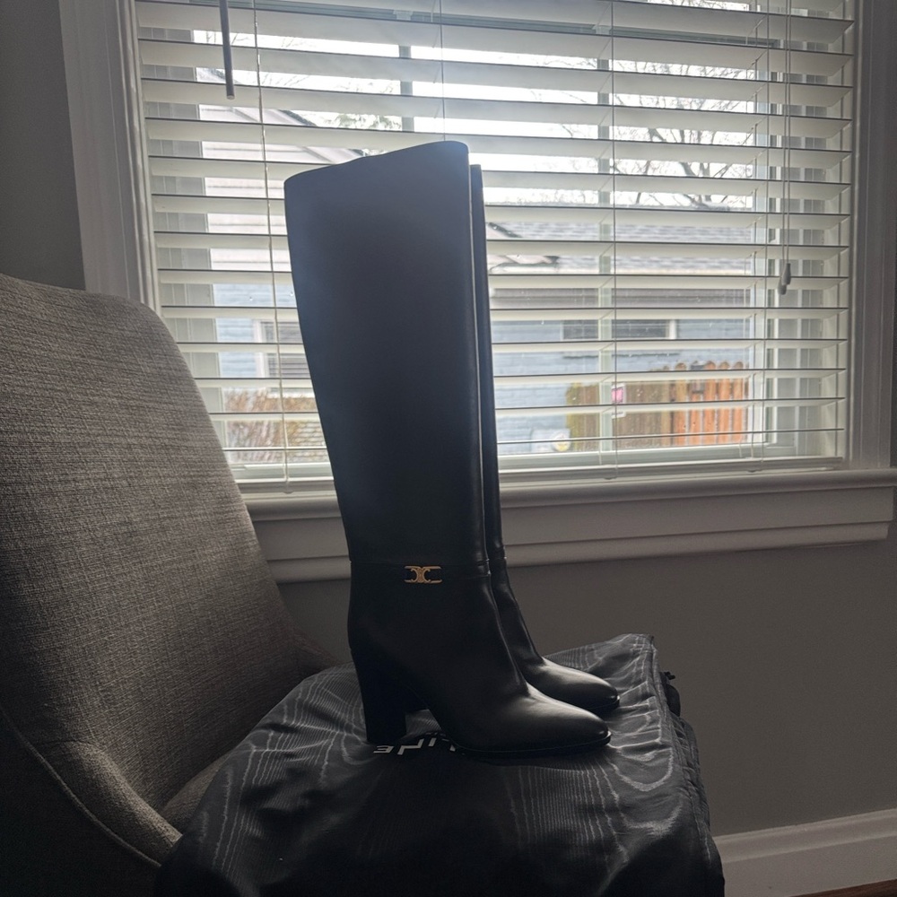 Celine NEW Elegant Black Knee-High Boots